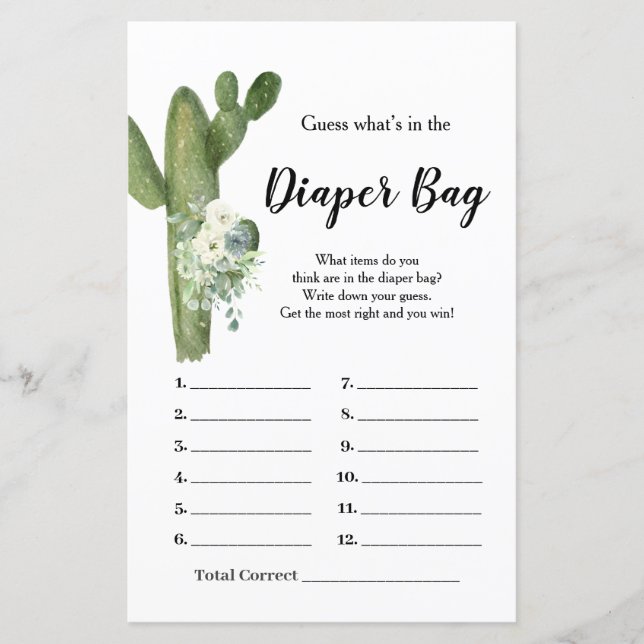 Lámina Cactus White Flowers Taco sobre Love Diaper Bag (Anverso)