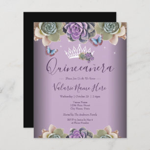 Lámina Cactus y Mariposa Elegante Quinceanera