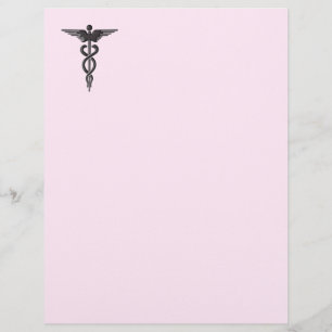 Lámina Caduceo Médico sobre Rosa