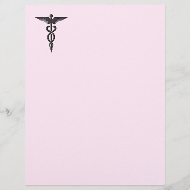 Lámina Caduceo Médico sobre Rosa (Anverso)