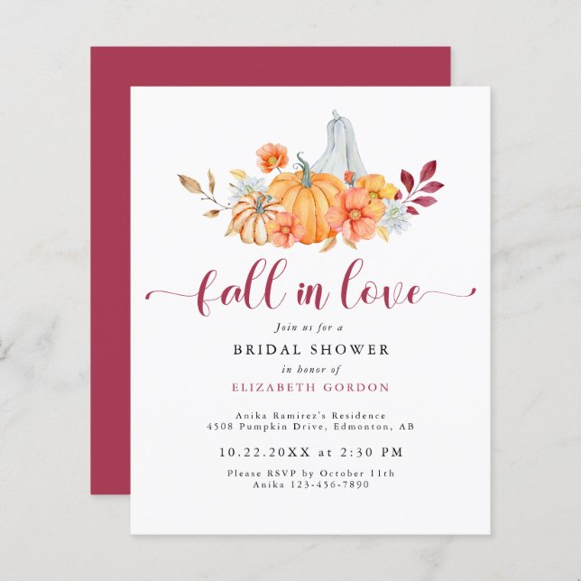 Lámina Cae el presupuesto La calabaza de la ducha de novi (Anverso / Reverso)