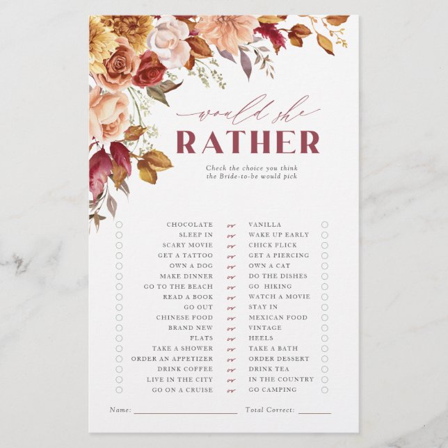 Lámina Caer enamorada partida de ducha de novia preferirí (Anverso)