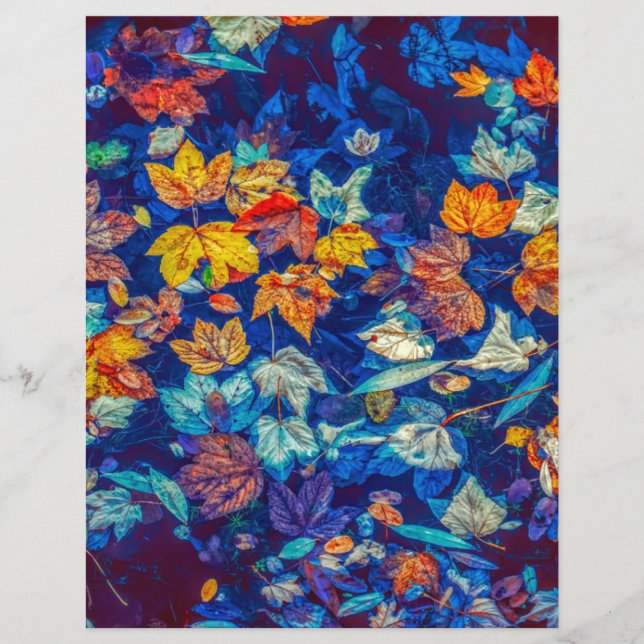 Lámina Caer índigo deja un patrón giratorio Papel de cuad (Anverso)