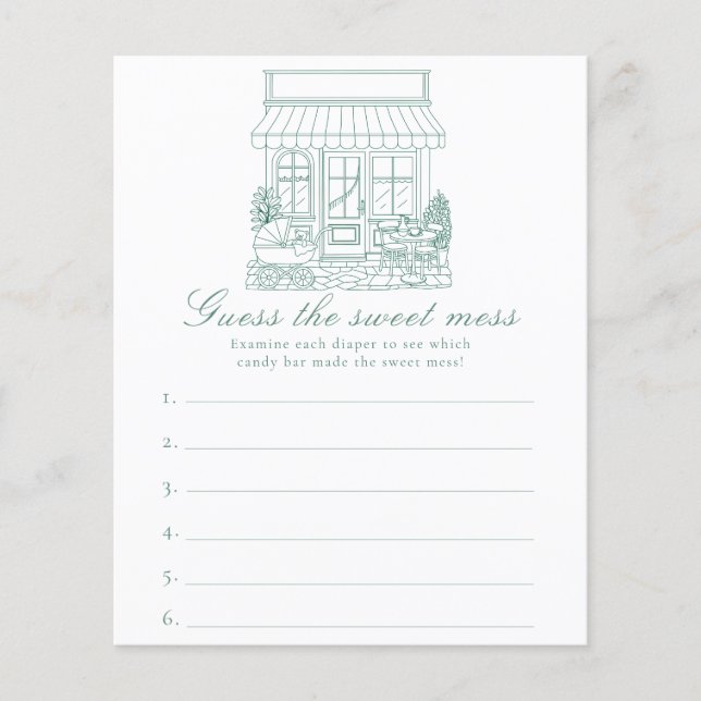 Lámina Cafe Bebe Baby shower Guess the sweet mess game (Anverso)