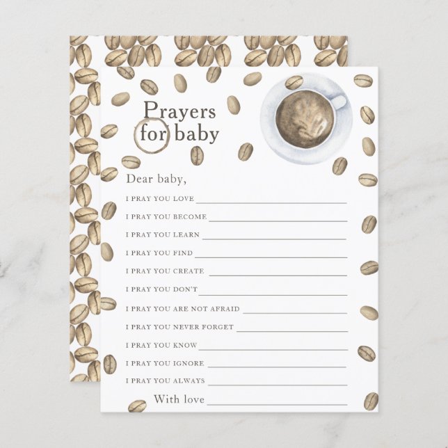 Lámina Cafetera que prepara ducha para bebés Oraciones pa (Anverso / Reverso)