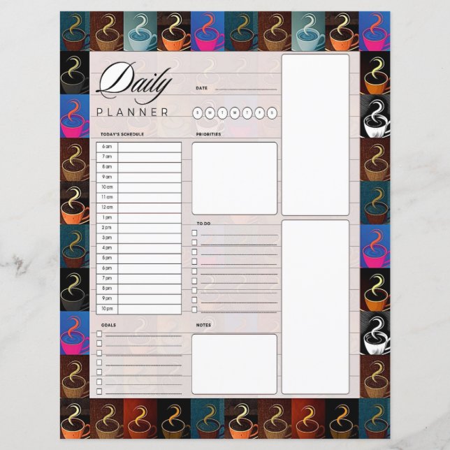 Lámina Cafetería planificadora diaria (Anverso)