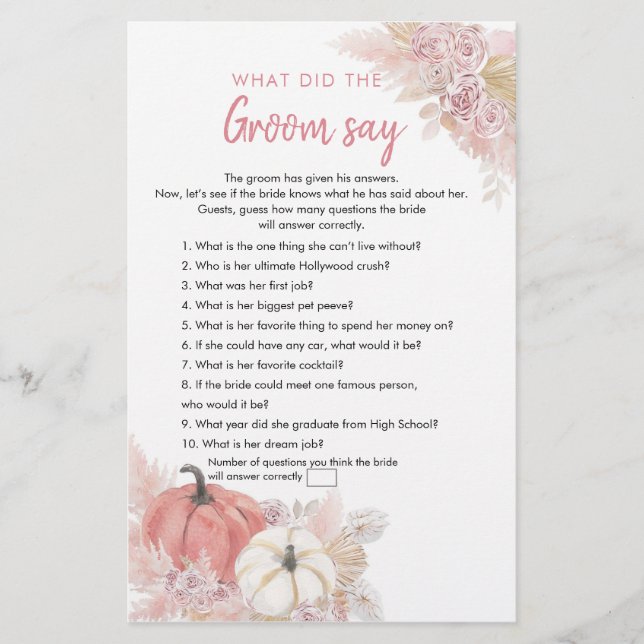 Lámina Caída bohemia en calabaza lo que Groom dice carta (Anverso)