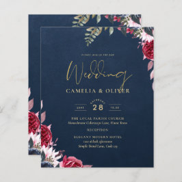 Lámina Caída del invierno de borgoña con flores de Berry 