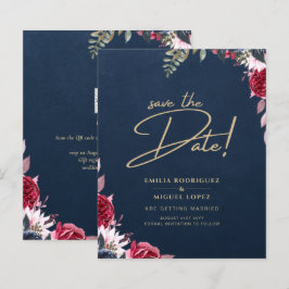 Lámina Caída del invierno de borgoña con flores de Berry 