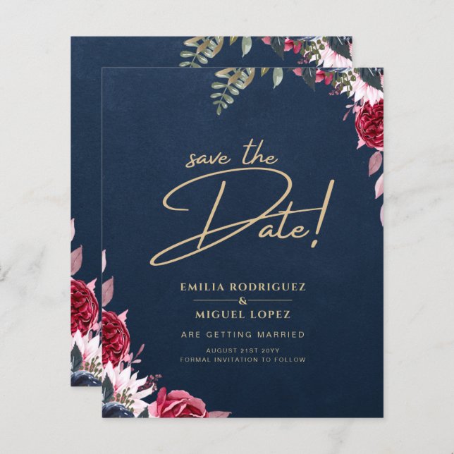 Lámina Caída del invierno de borgoña con flores de Berry  (Anverso / Reverso)