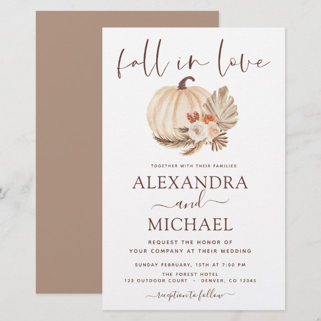 Lámina Caída del presupuesto en amor Boda Pampas Calabaza (Anverso / Reverso)