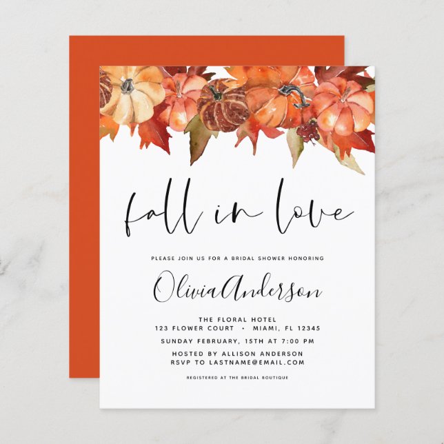 Lámina Caída del presupuesto en amor Calabazas de ducha d (Anverso / Reverso)