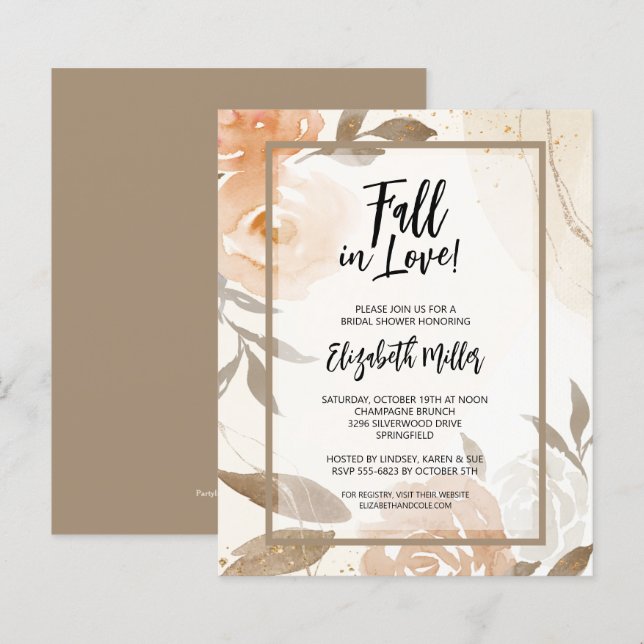 Lámina Caída del presupuesto en amor invitaciones a ducha (Anverso / Reverso)