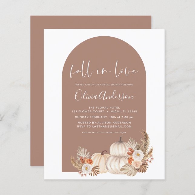Lámina Caída del presupuesto en el amor Bridal Shower Cal (Anverso / Reverso)