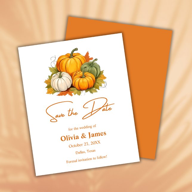Lámina Caída en el amor Boda de Calabaza Rústica Salven l (Fall in Love Autumn Rustic Pumpkin Wedding Save the Date Card )