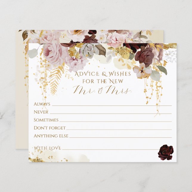 Lámina Caída Flor Floral Oro Floral Ducha de novia (Anverso / Reverso)