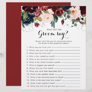 Lámina Caída Floral Bridal Shower What do the Groom Say
