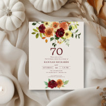 Caída | Invitación de cumpleaños 70 de la floral d