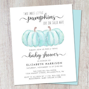 Lámina Calabaza Azul Twin Baby Boys Invitación a la ducha