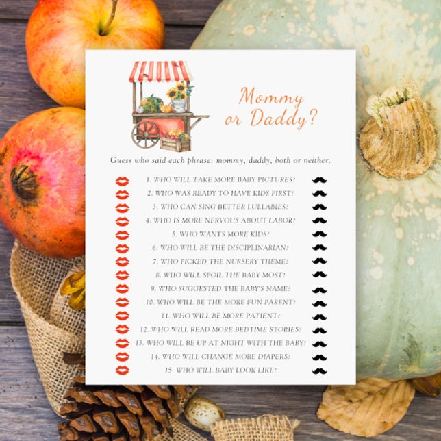 Lámina Calabaza Bebé ducha Mamá papá bebé juego de ducha (Subido por el creador)