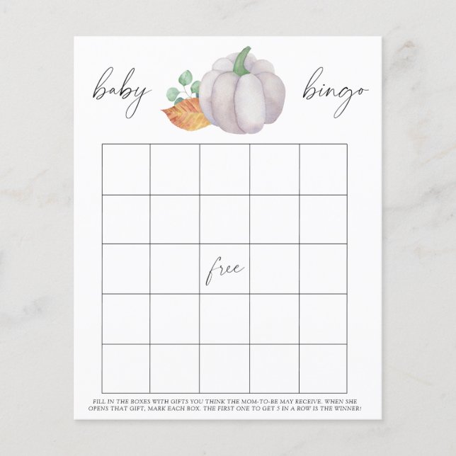 Lámina Calabaza blanca con vegetación - juego de Bingo Be (Anverso)