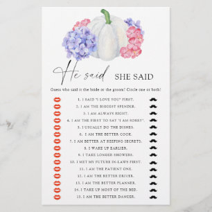 Lámina Calabaza blanca Dijo que dijo que el juego de la d