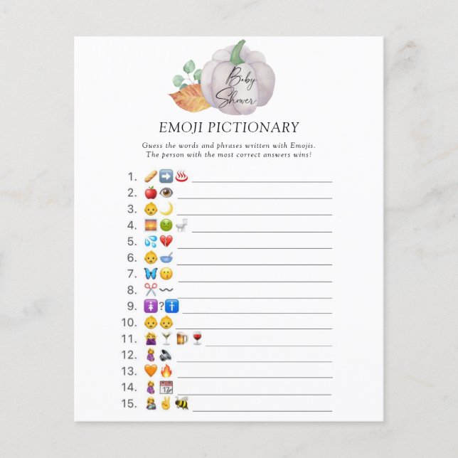 Lámina Calabaza blanca \ juego de picnic de Emoji (Anverso)