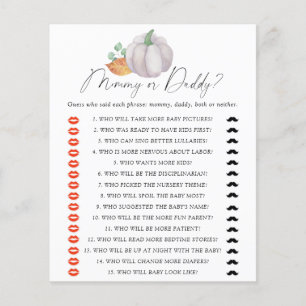Lámina Calabaza blanca - juego para baby shower de mamá o