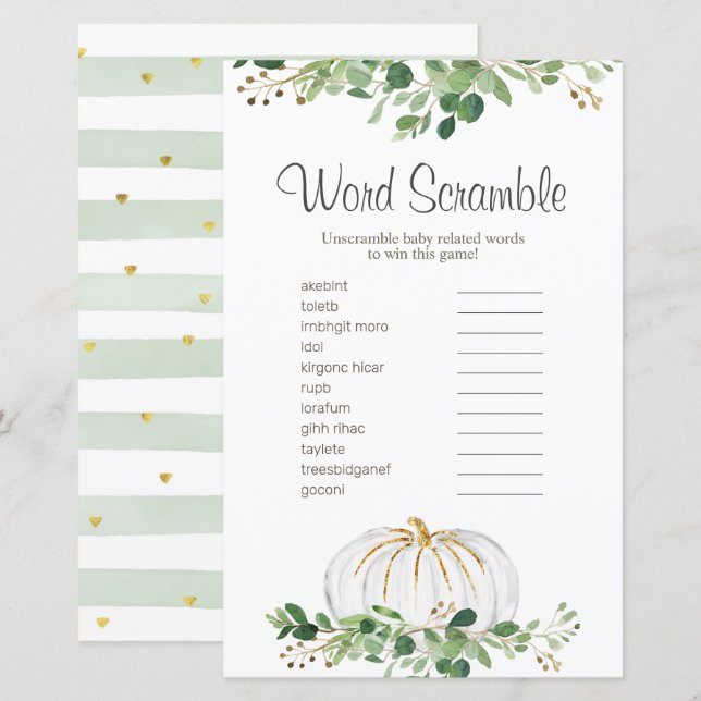 Lámina Calabaza blanca Verdor Palabra floral Scramble (Anverso / Reverso)