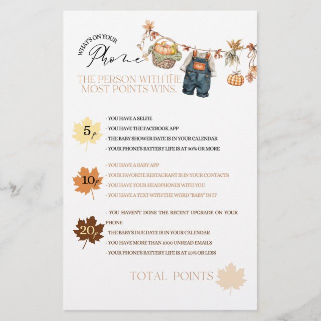 Lámina Calabaza Cae Baby Shower Qué pasa con el juego del (Anverso)