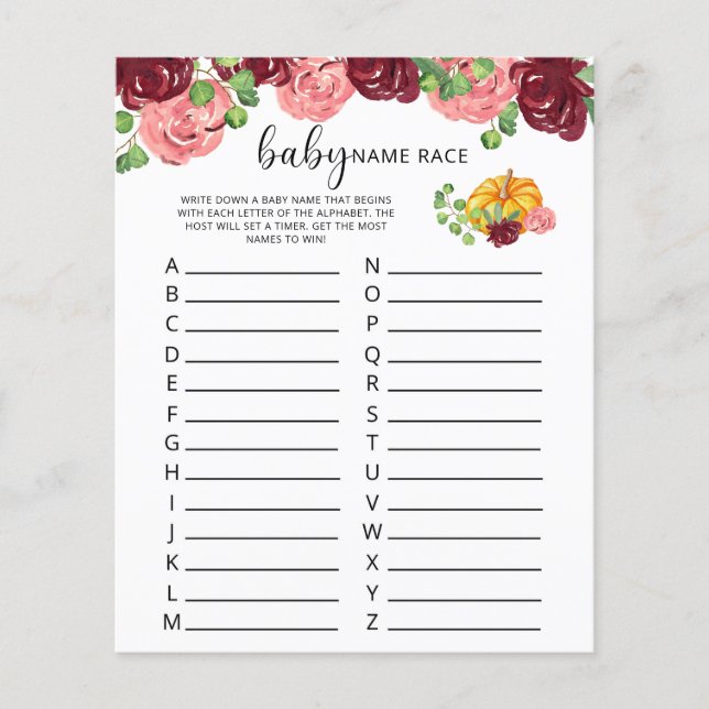 Lámina Calabaza de Borgoña Juego de raza del nombre del b (Anverso)