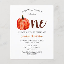 Lámina Calabaza de color de agua para el primer cumpleaño