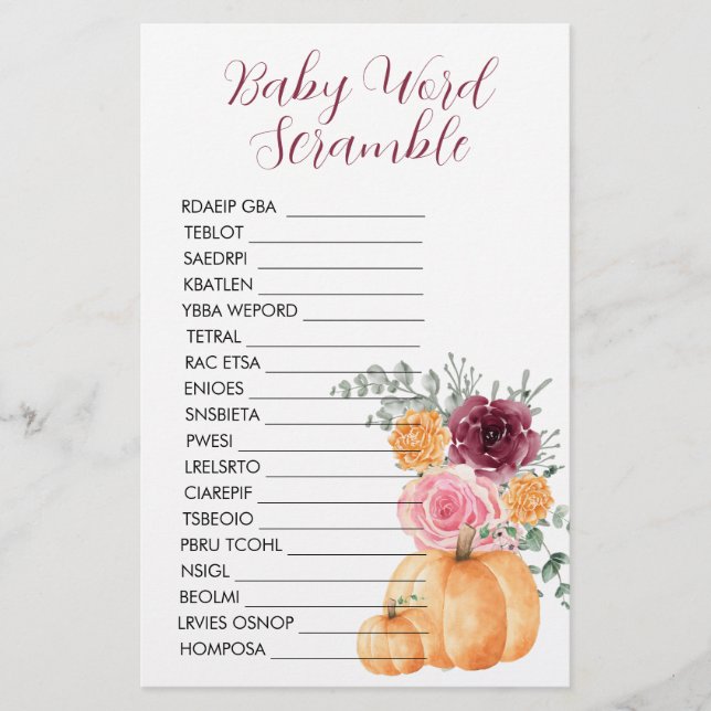 Lámina Calabaza de la caída de Baby Shower de la calabaza (Anverso)