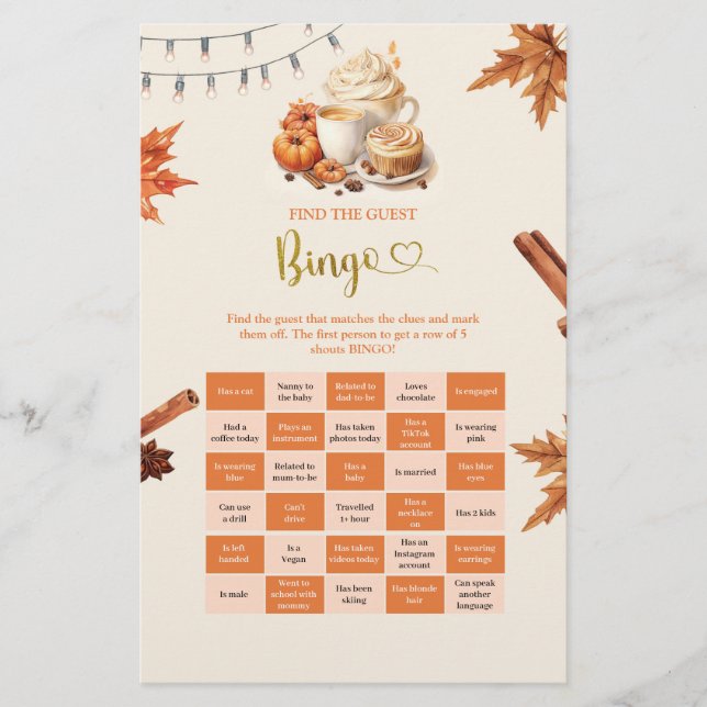 Lámina Calabaza de otoño encuentra los juegos de bingo in (Anverso)