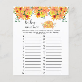 Lámina Calabaza de otoño florida juego de raza del nombre