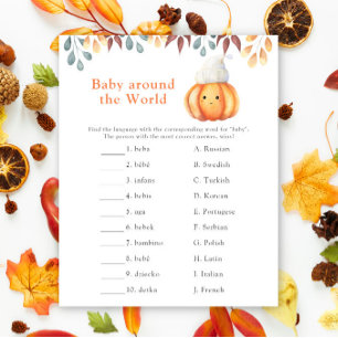 Lámina Calabaza de otoño. Juego del bebé alrededor del mu