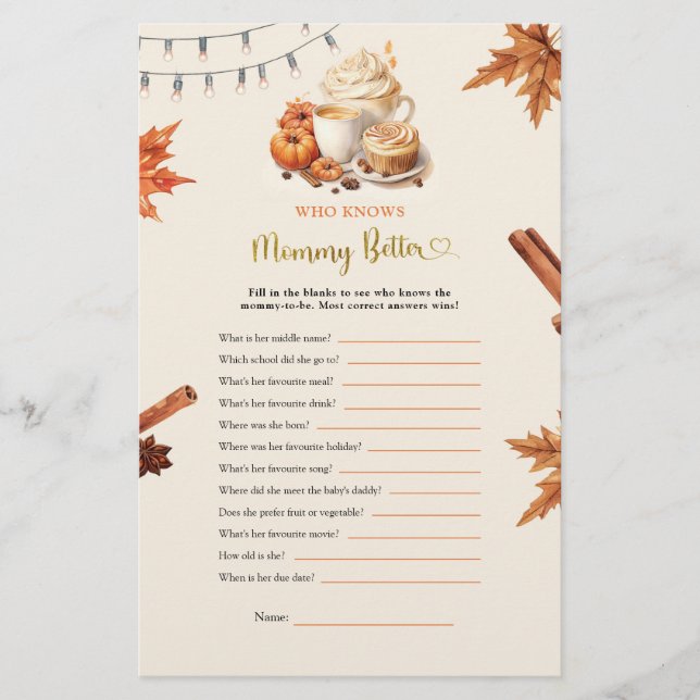 Lámina Calabaza de otoño que conoce a mamá mejores juegos (Anverso)