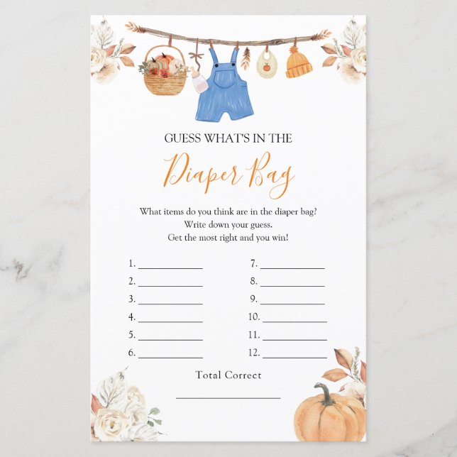 Lámina Calabaza de ropa de niño cae lo que hay en la bols (Anverso)