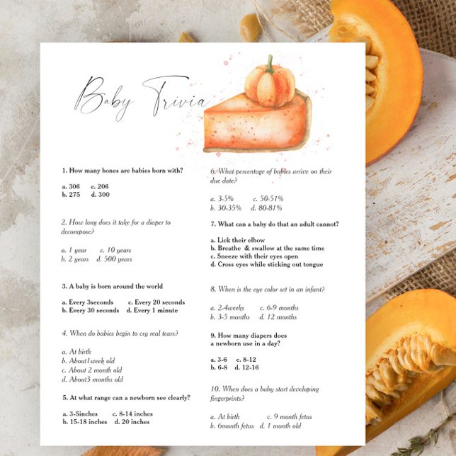 Lámina Calabaza de tarta dulce - Trivia para bebé | Juego (Subido por el creador)