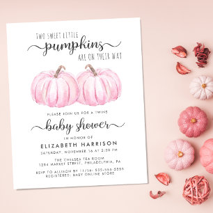Lámina Calabaza Doble Rosa Bebés Chicas Bebés Invitación