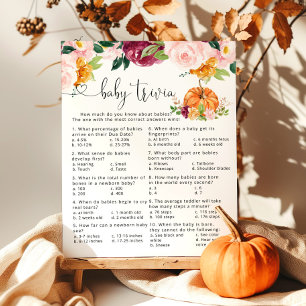 Lámina Calabaza floral Caída Trivia bebé juego de ducha p