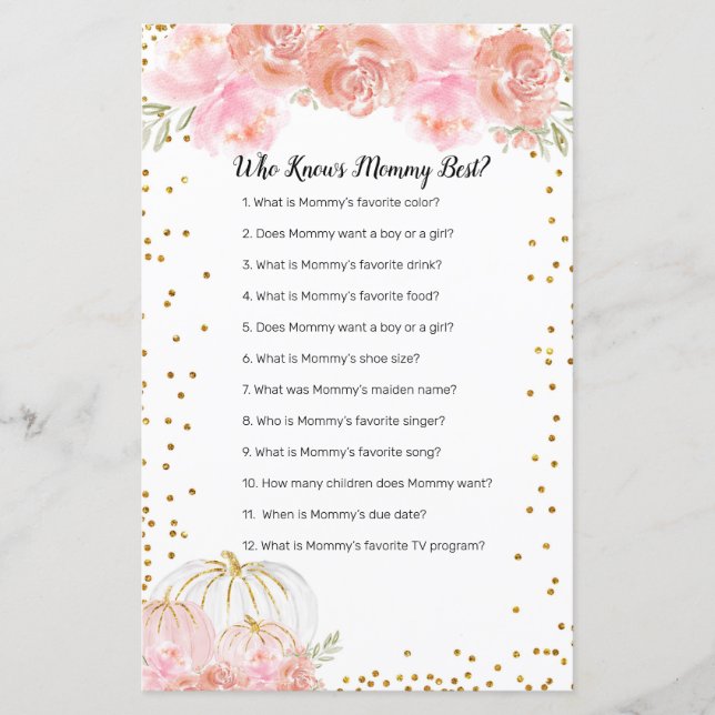 Lámina Calabaza floral que conoce a mamá mejor juego (Anverso)