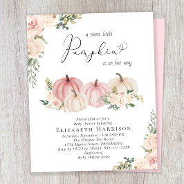 Lámina Calabaza Floral Rosa Bebé Chica Invitación a ducha