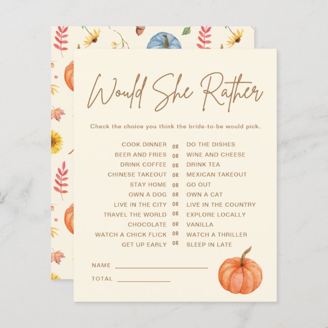 Lámina Calabaza otoñal Prefiere Un Juego De Ducha De Novi (Anverso / Reverso)