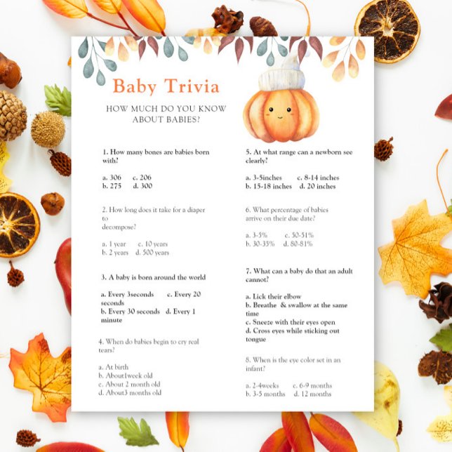 Lámina Calabaza otoñal - Trivia para bebés | Juego Baby S (Subido por el creador)