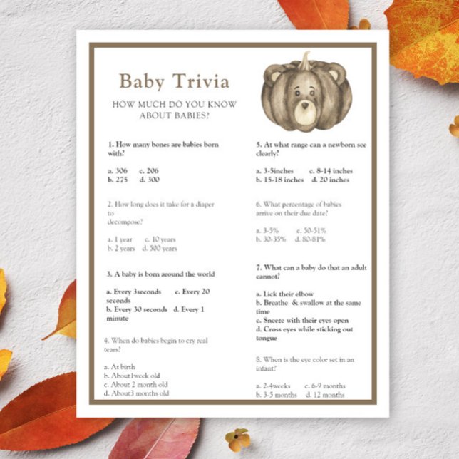 Lámina Calabaza otoñal - Trivia para bebés | Juego Baby S (Subido por el creador)