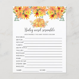 Lámina Calabaza - Palabras de bebé | Juego Baby Shower