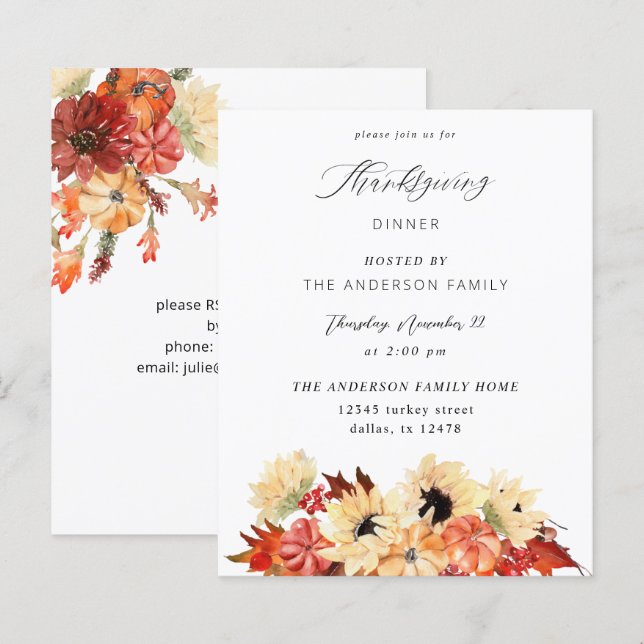 Lámina Calabaza Presupuestaria y Día de Acción de Gracias (Anverso / Reverso)