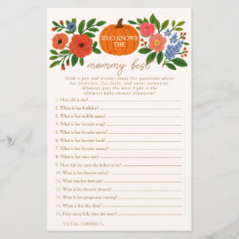 Lámina Calabaza que conoce a mamá mejor juego de Baby Sho