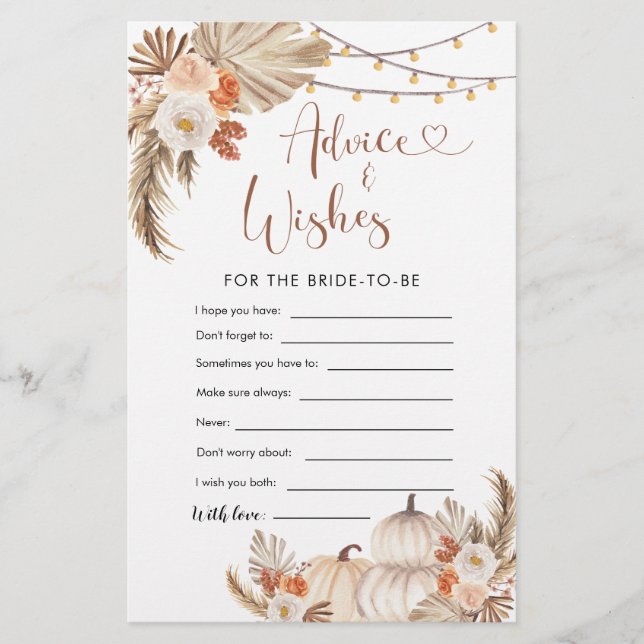 Lámina Calabaza Rustica Boho cae en los consejos y deseos (Anverso)